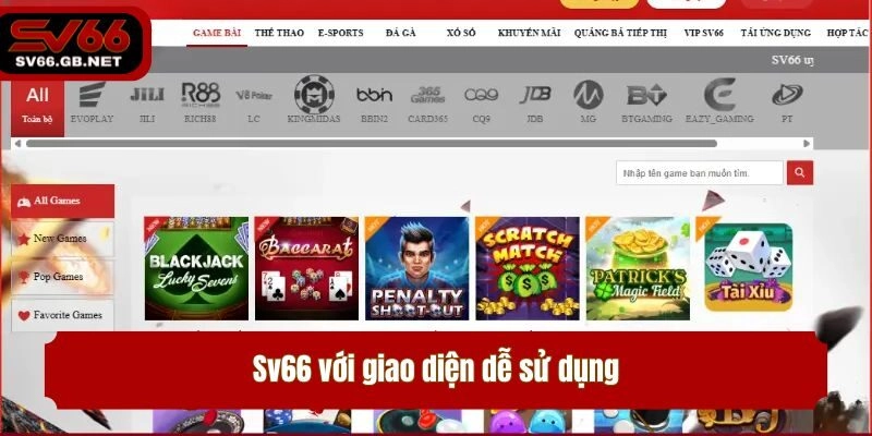 Sv66 với giao diện dễ sử dụng